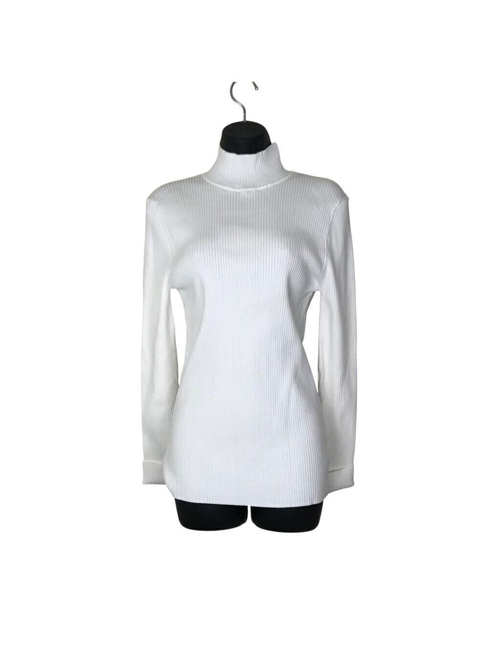 Trina Turk White 80% Cotton Turtle Neck Size L
